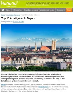 etventure auf Platz 5 der Top 10 Arbeitgeber in Bayern