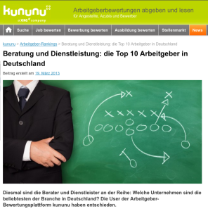 etventure auf Platz 4 der Top 10 Arbeitgeber der Branche Beratung & Dienstleistung in Deutschland