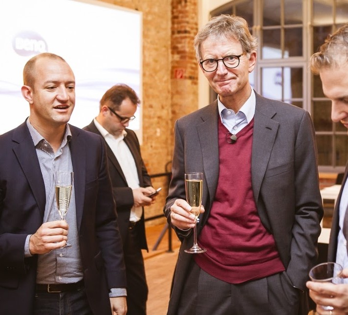 Phillip Herrmann, Dr. Erdland und Phillip Depiereux auf der Eröffnungsfeier der W&W Digital in Berlin